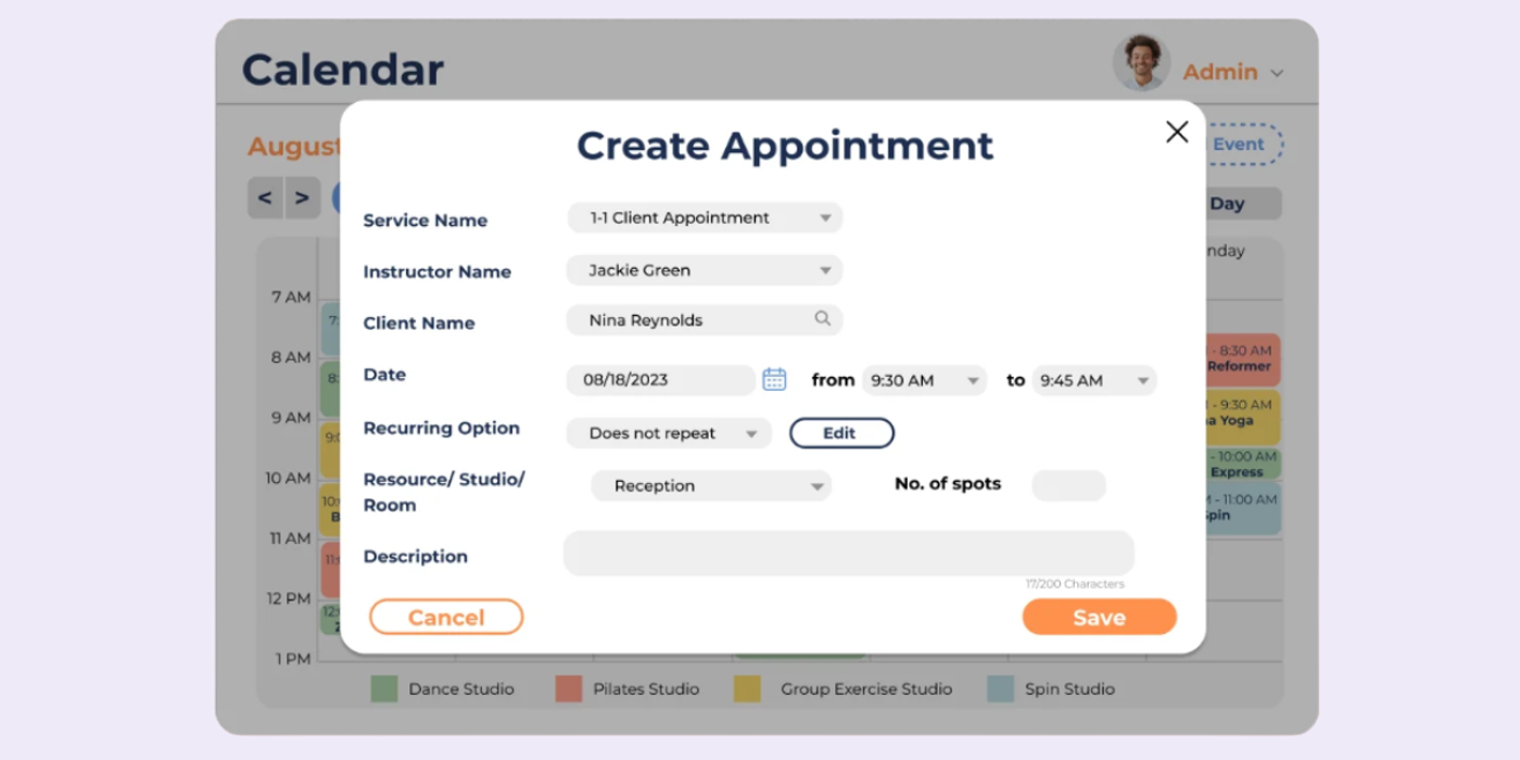 smart health club where members can book
